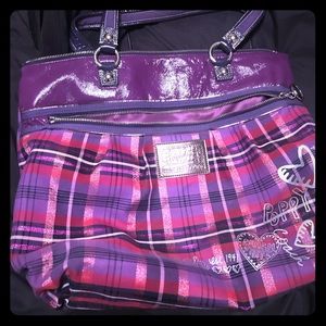 Purple plaid Large Coach bag